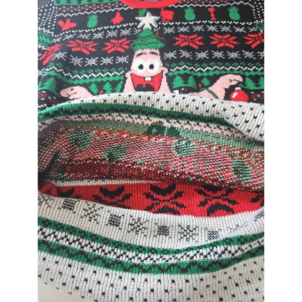 SpongeBob Patrick Star Christmas Ugly Sweater Men's‎ M Black Holiday Nickelodeon - Picture 7 of 11